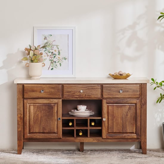 Giza Composite Marble Top Sideboard - Beige and Brown