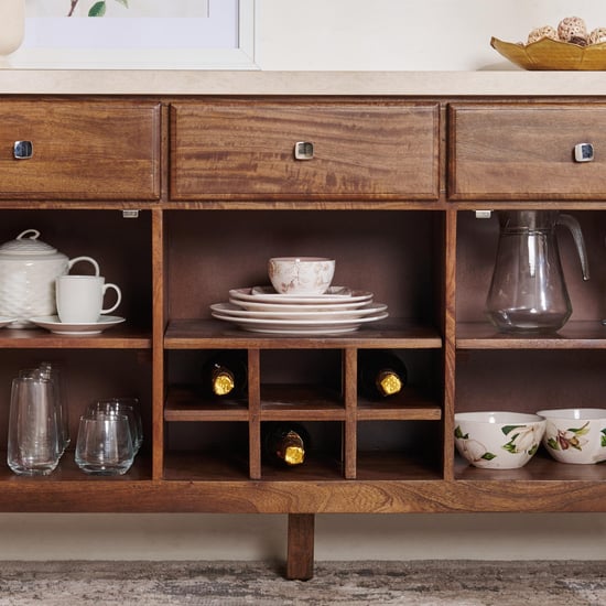 Giza Composite Marble Top Sideboard - Beige and Brown