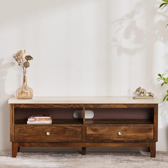 Giza Composite Marble Top TV Unit - Beige and Brown