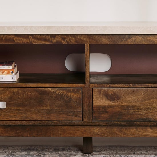 Giza Composite Marble Top TV Unit - Beige and Brown