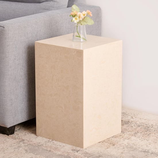 Giza Composite Marble Block Accent Table - Beige