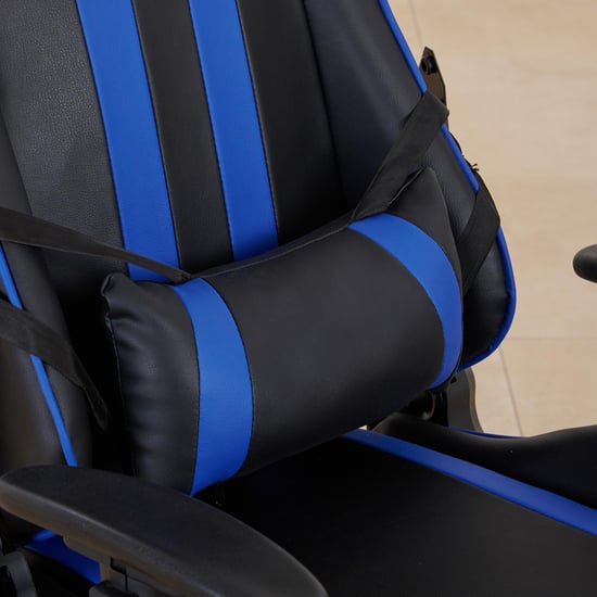(Refurbished) Buddy Faux Leather High Back Gaming Chair - Black and Blue