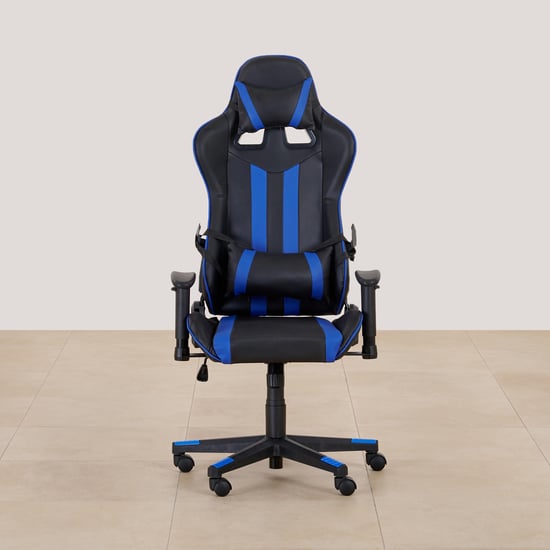 (Refurbished) Buddy Faux Leather High Back Gaming Chair - Black and Blue