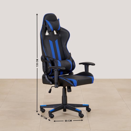 (Refurbished) Buddy Faux Leather High Back Gaming Chair - Black and Blue