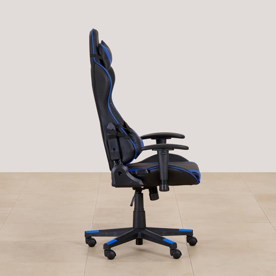 (Refurbished) Buddy Faux Leather High Back Gaming Chair - Black and Blue