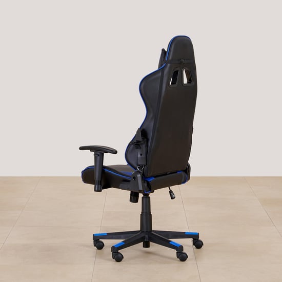 (Refurbished) Buddy Faux Leather High Back Gaming Chair - Black and Blue