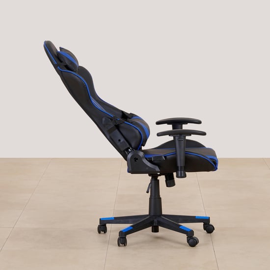 (Refurbished) Buddy Faux Leather High Back Gaming Chair - Black and Blue