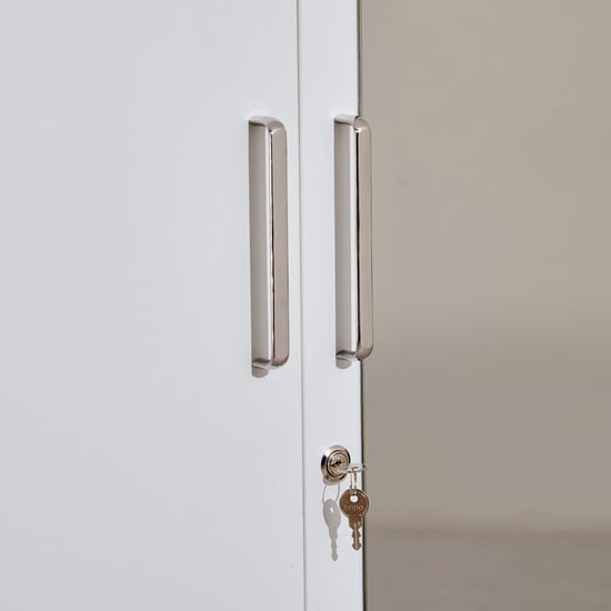 Quadro 2-Door Wardrobe with Mirror - White