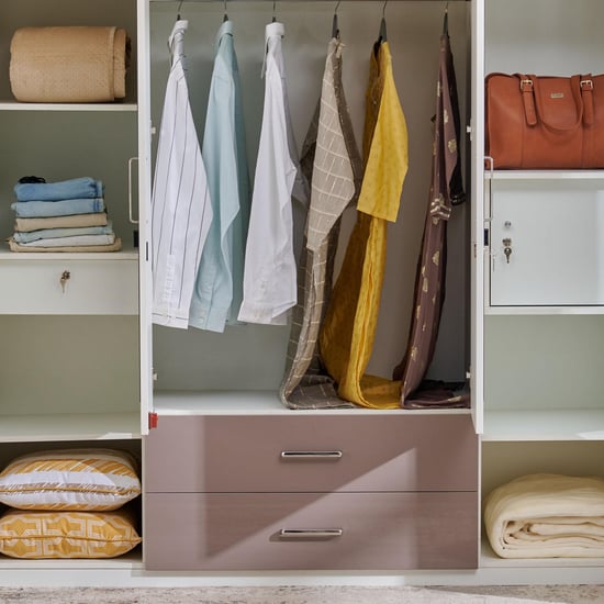 Quadro 4-Door Wardrobe with Mirror - White