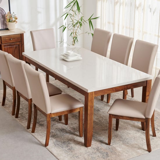 Giza Composite Marble Top 8 Seater Dining Table Grey Grey