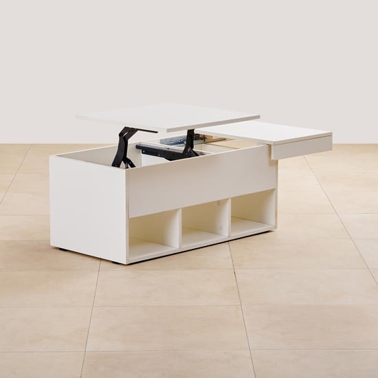 (Refurbished) Helios Reynan Lift-Up Coffee Table - White