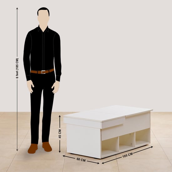 (Refurbished) Helios Reynan Lift-Up Coffee Table - White