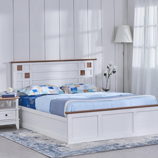 Santorini Sandy King Bed with Hydraulic Storage - White