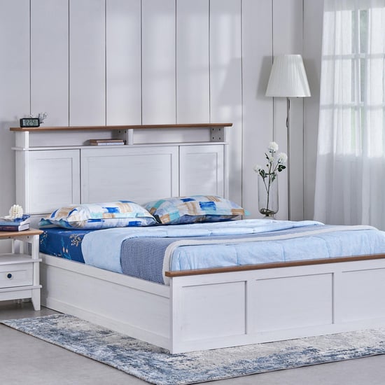 Santorini Marina Queen Bed with Hydraulic Storage - White