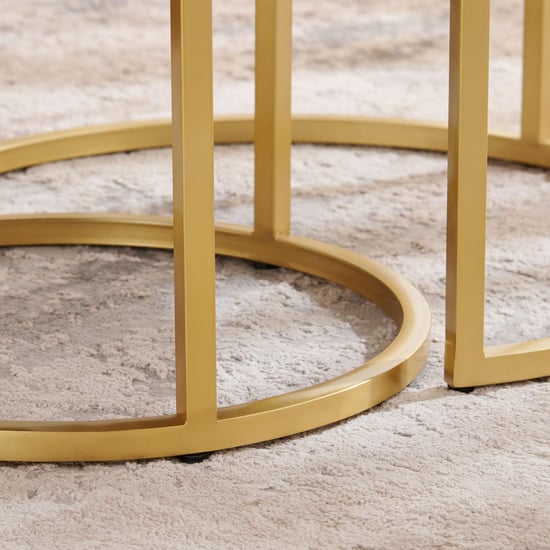 Freedo NXT Marble Top Set of 2 Nested Coffee Tables - Gold