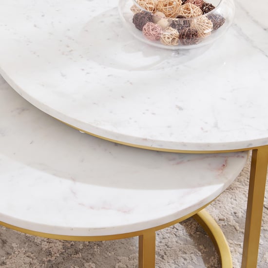Freedo NXT Marble Top Set of 2 Nested Coffee Tables - Gold