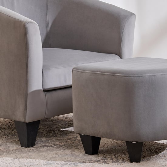 Seaford Velvet Chair with Ottoman - Grey