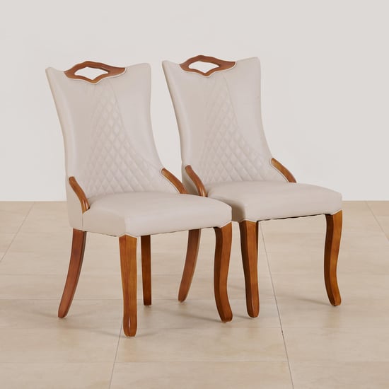 (Refurbished) Prince Set Of 2 Faux Leather Dining Chairs - Beige
