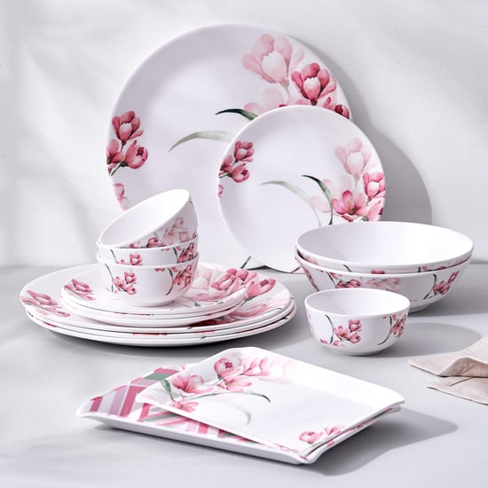 Spinel Set of Melamine Printed Dinner Plates Pink