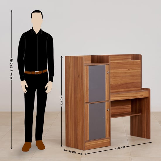 Refurbished) Quadro NXT Study Desk with Flap - Brown | Brown