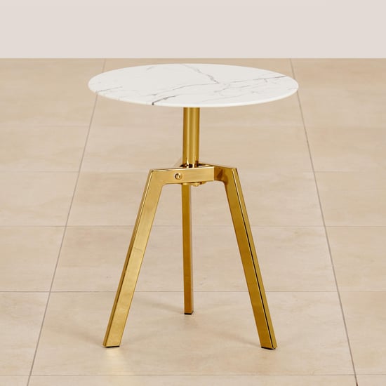 (Refurbished) Bianca Glass Top End Table - Gold