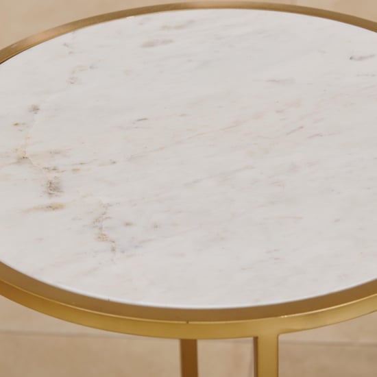 (Refurbished) Montford Marble Top Nest of 3 Tables - Gold