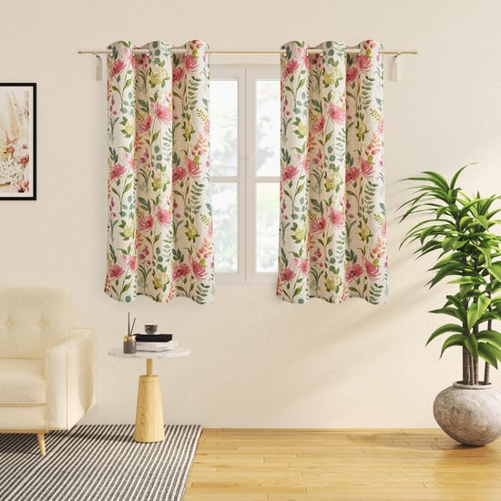 Mellow Iguana Floral Print Light Filtering Window Curtain