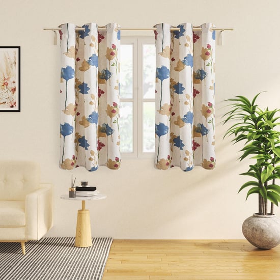 Mellow Breeze Floral Print Light Filtering Window Curtain