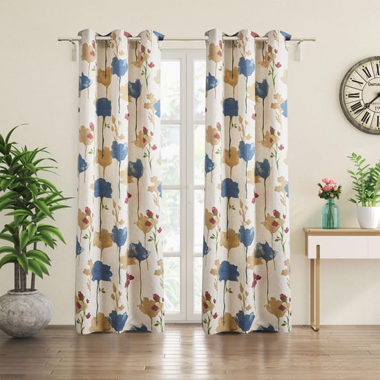 Mellow 1Pc Floral Print Light Filtering Door Curtain