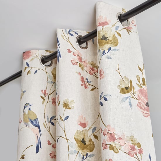 Mellow Elm 1Pc Floral Print Light Filtering Door Curtain