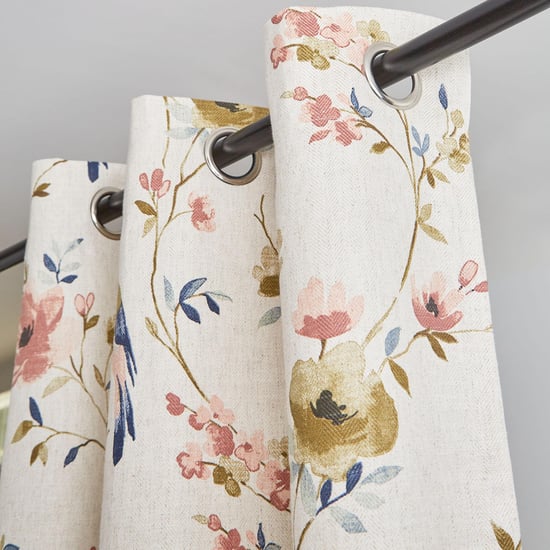 Mellow Elm 1Pc Floral Print Light Filtering Window Curtain