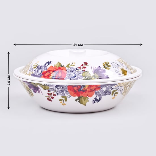 Meadows Theme Melamine Serving Bowl with Lid - 1.1L