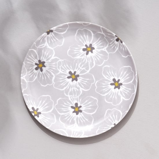 Meadows Theme Monochrome Melamine Printed Side Plate - 19cm