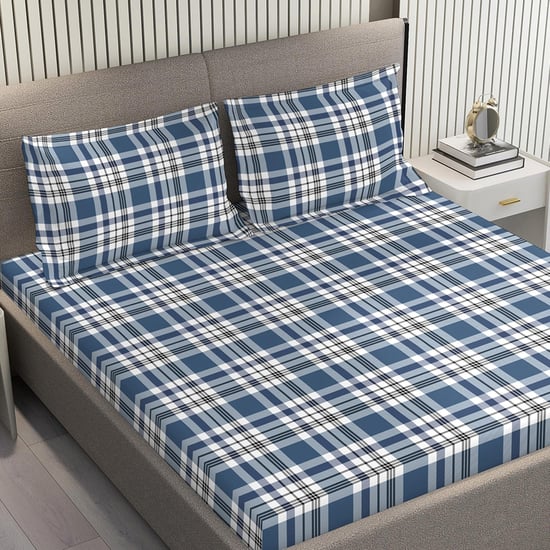 LAYERS Zen 225TC Checked 3Pcs Queen Bedsheet Set