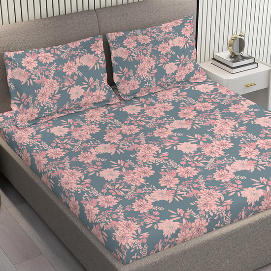 LAYERS Emaline Cotton 144TC Floral Print 3Pcs Queen Bedsheet Set