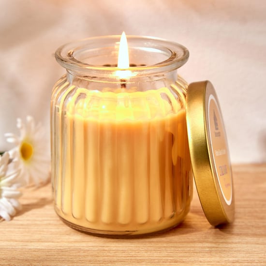 Colour Refresh Lemon Grass Scented Ribbed Jar Candle