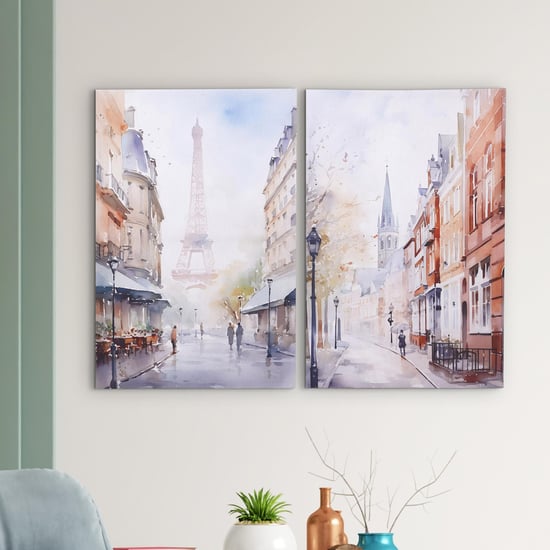 Brezza Scapes Set of 2 Canvas The City with Sparkles Picture Frame - 40x60cm