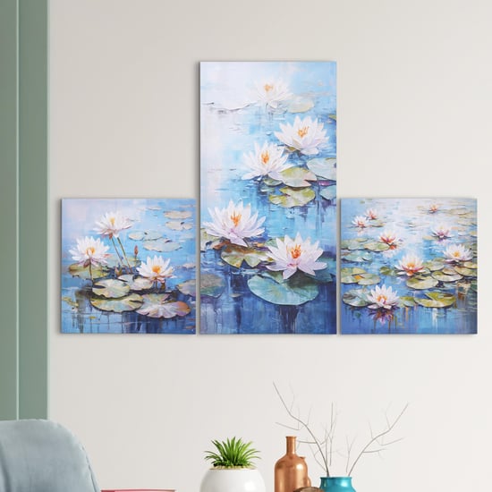 Corsica Brezza Set of 3 Canvas Lotus Picture Frames