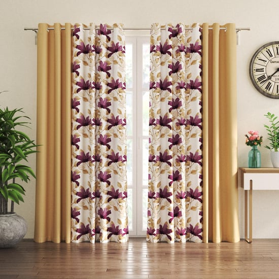 Aeris Floral Set of 4 Floral Print Light Filtering Door Curtains