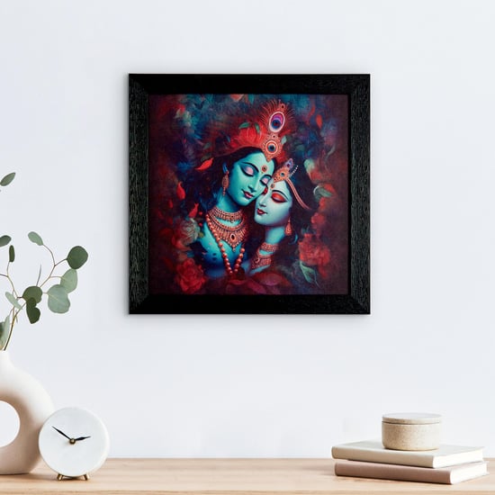 Aura MDF Divine Radha Krishna Picture Frame - 32x32cm