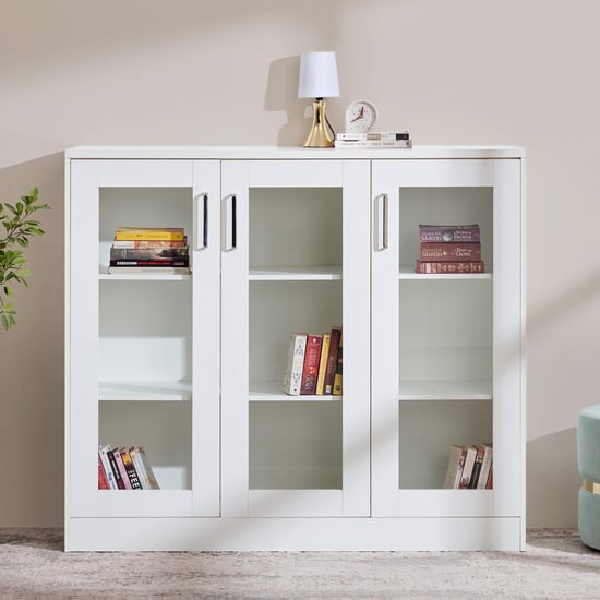 Quadro 3-Door Book Cabinet - White