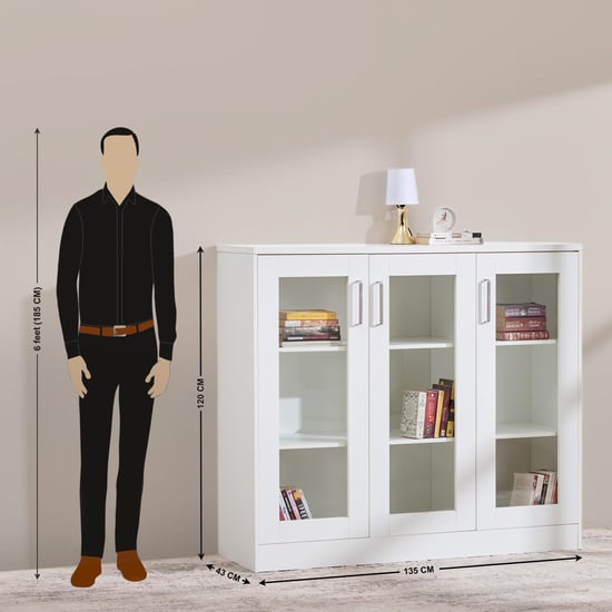 Quadro 3-Door Book Cabinet - White