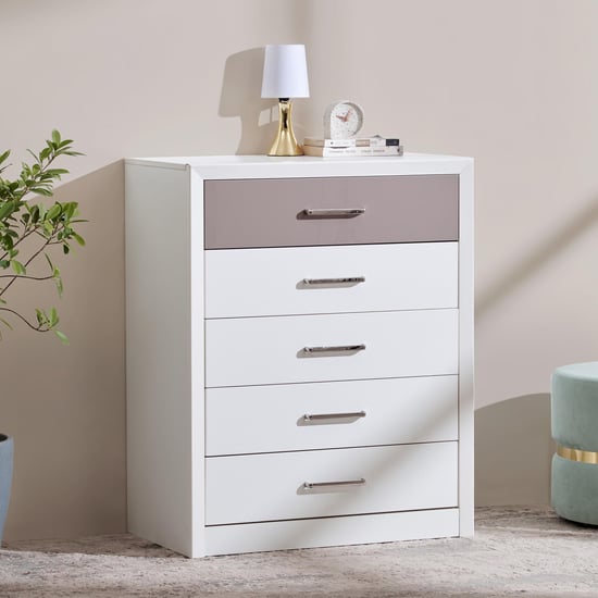 Quadro Chest of 5 Drawers - White