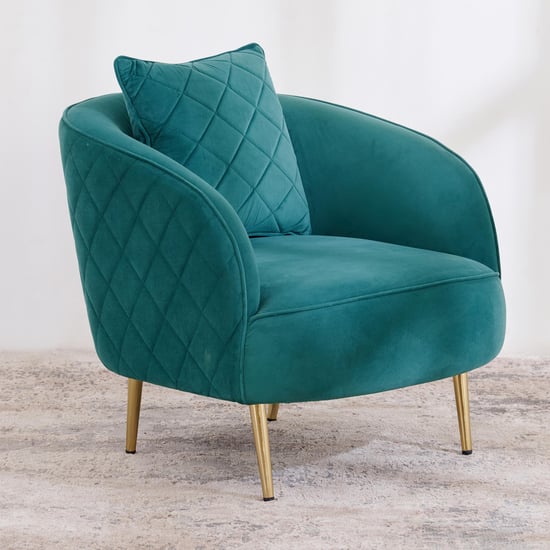 (Refurbished) Monarch Velvet Lounge Chair - Green