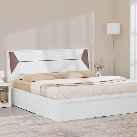 Quadro Edge King Bed with Box Storage - White