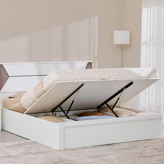 Quadro Edge King Bed with Hydraulic Storage - White