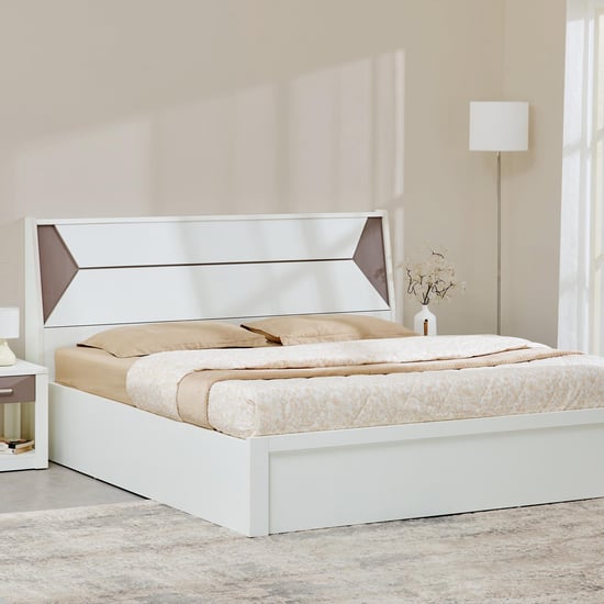 Quadro Edge Queen Bed with Hydraulic Storage - White