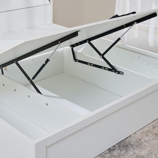 Quadro Edge Queen Bed with Hydraulic Storage - White