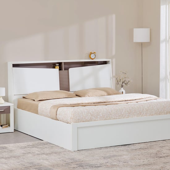 Quadro Flex King Bed with Hydraulic Storage - White