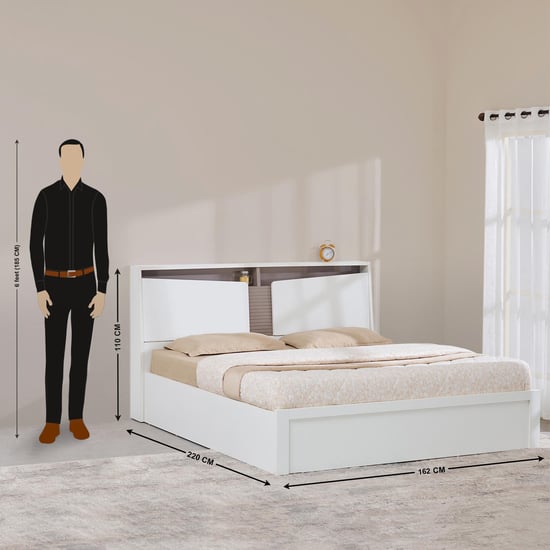 Quadro Flex Queen Bed with Hydraulic Storage - White